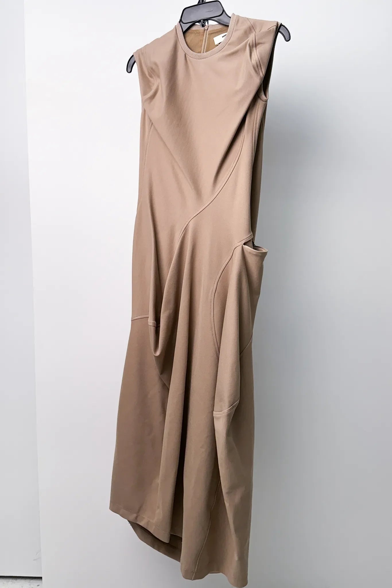 light brown asymmetrical knit dress