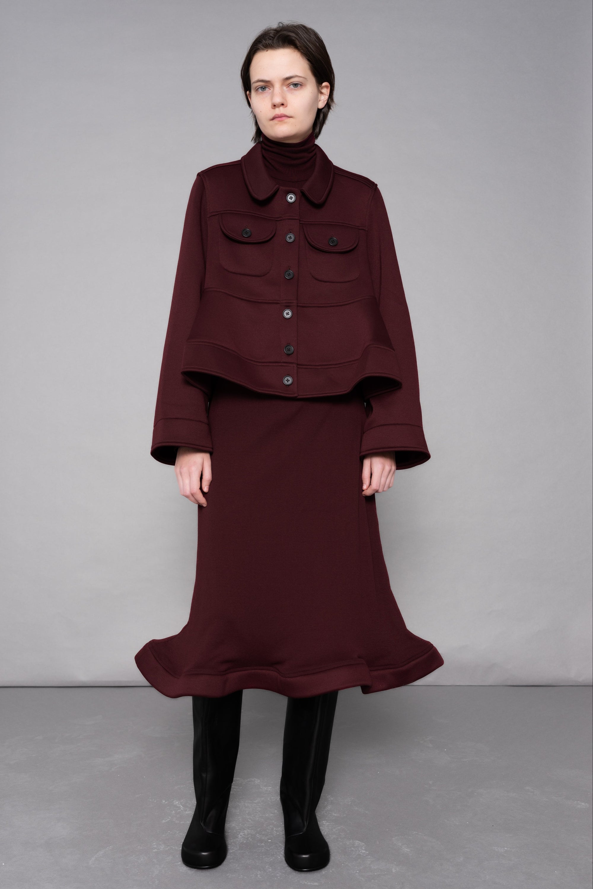 BORDEAUX WAVY RIB SKIRT