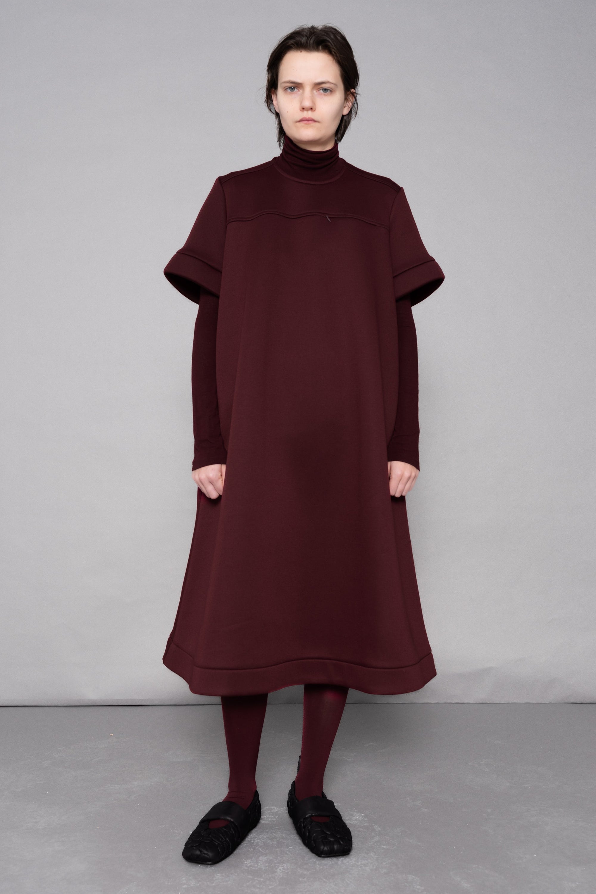 BORDEAUX SPONGY A-LINE DRESS