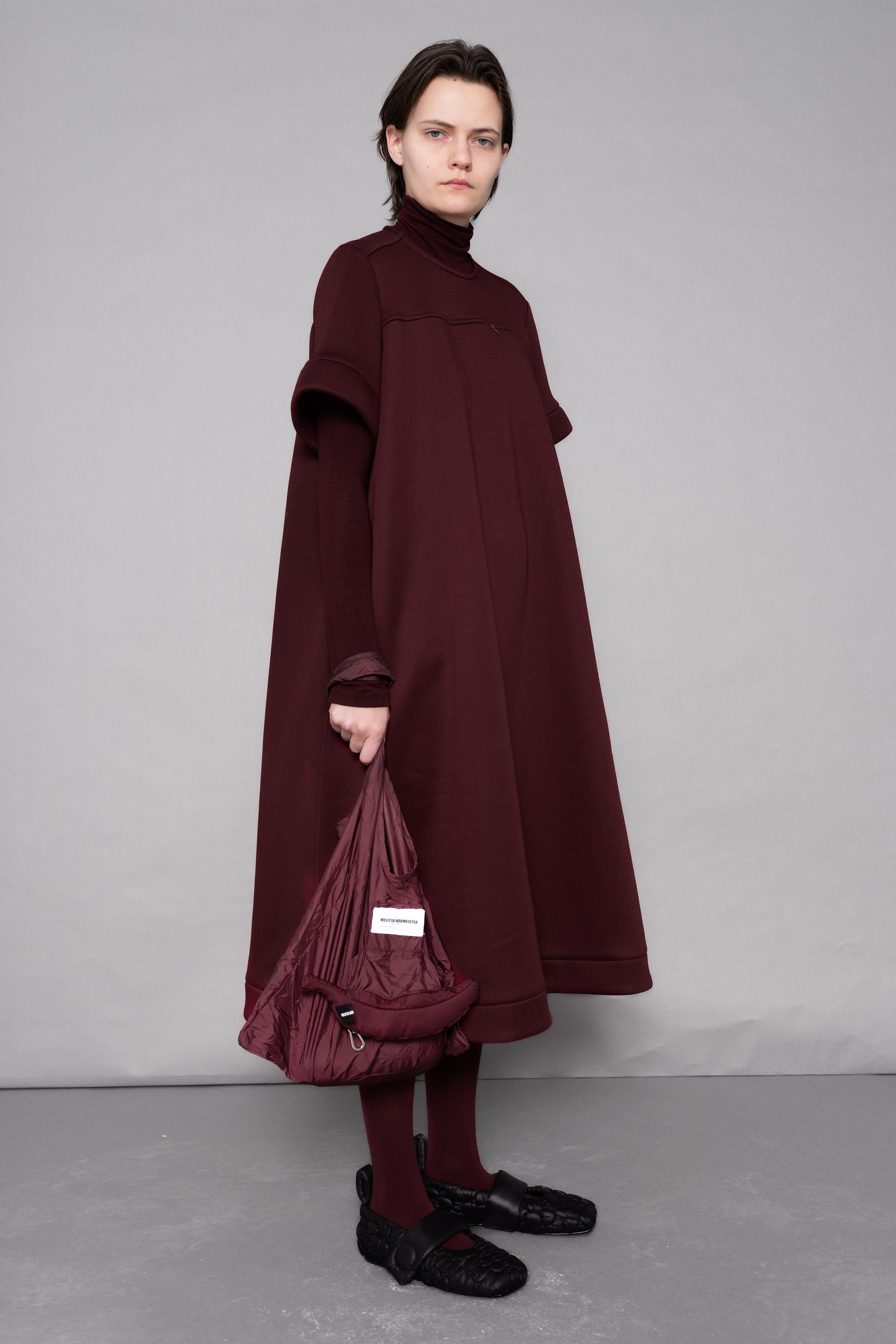 BORDEAUX SPONGY A-LINE DRESS