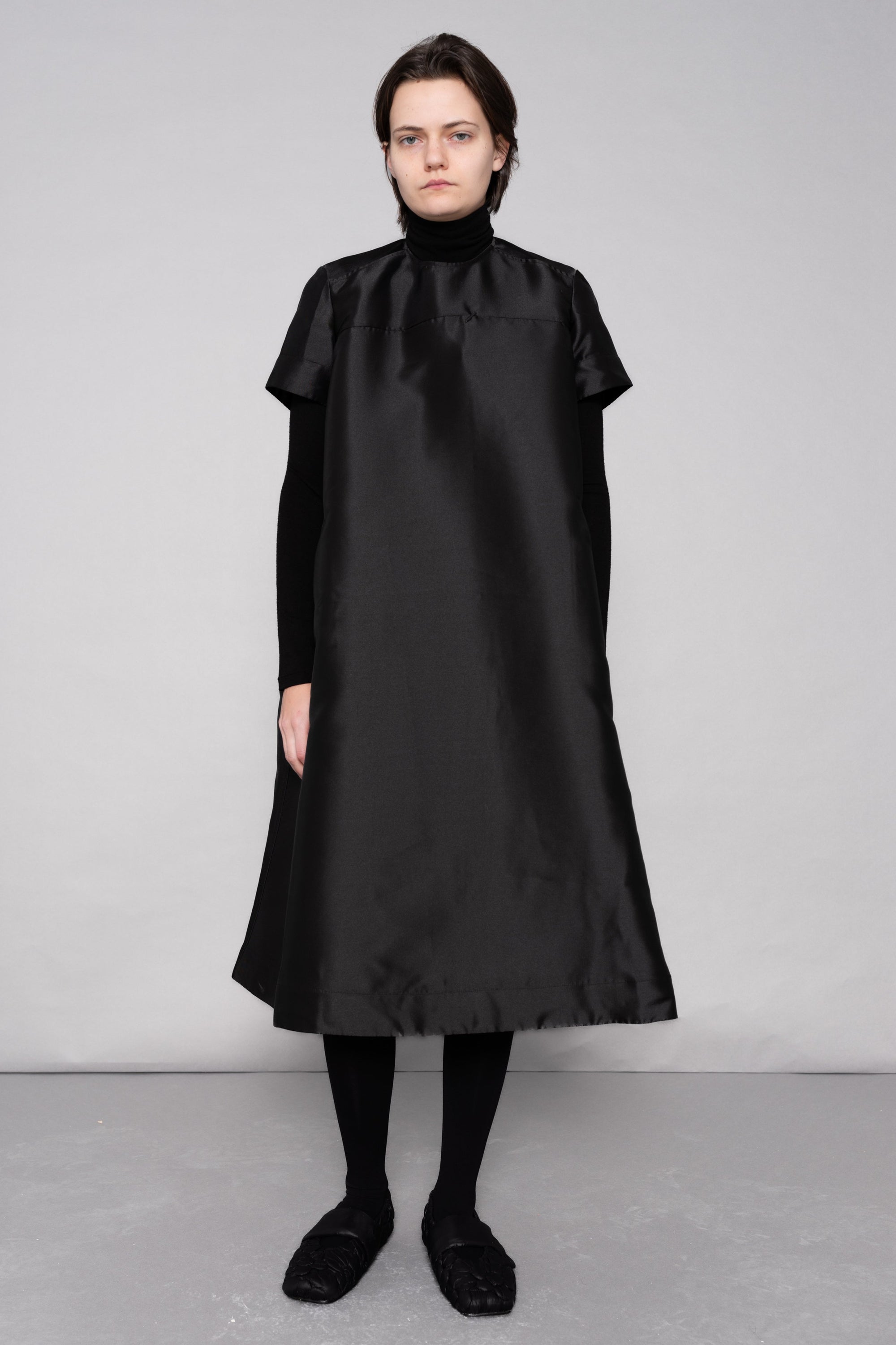 BLACK MIKADO A-LINE DRESS