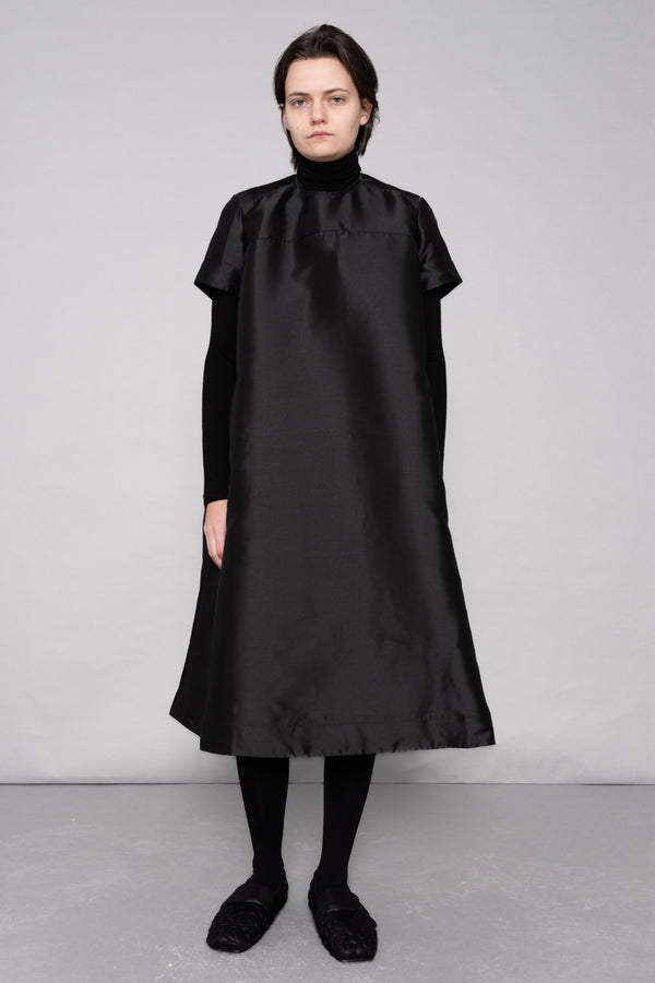 BLACK MIKADO A-LINE DRESS