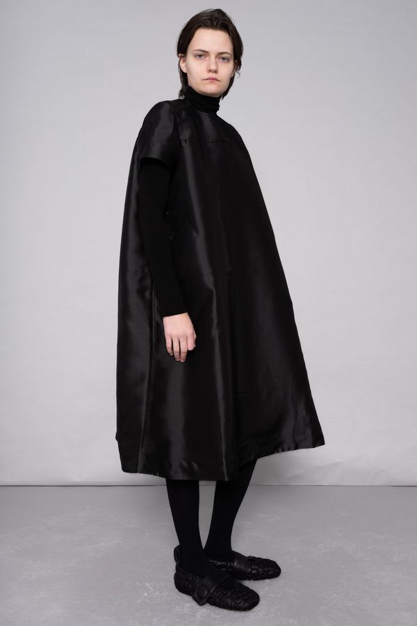 BLACK MIKADO A-LINE DRESS