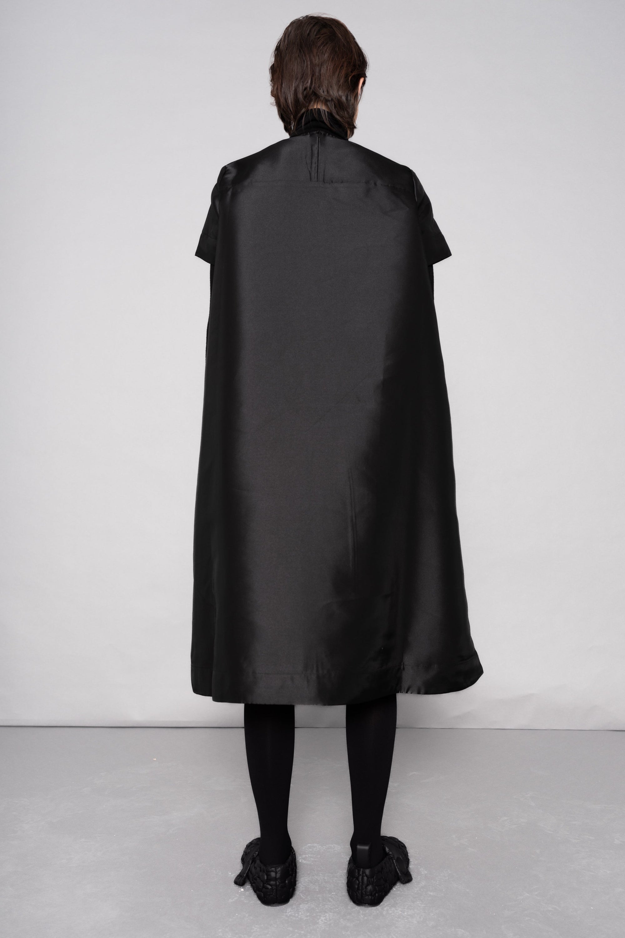 BLACK MIKADO A-LINE DRESS