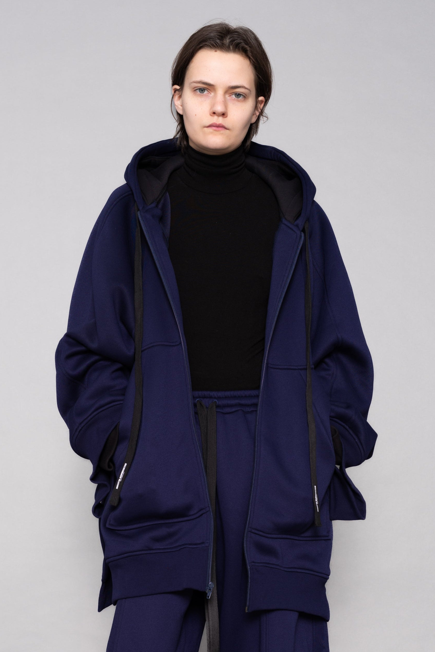 NAVY DOUBLE HOOD HOODIE