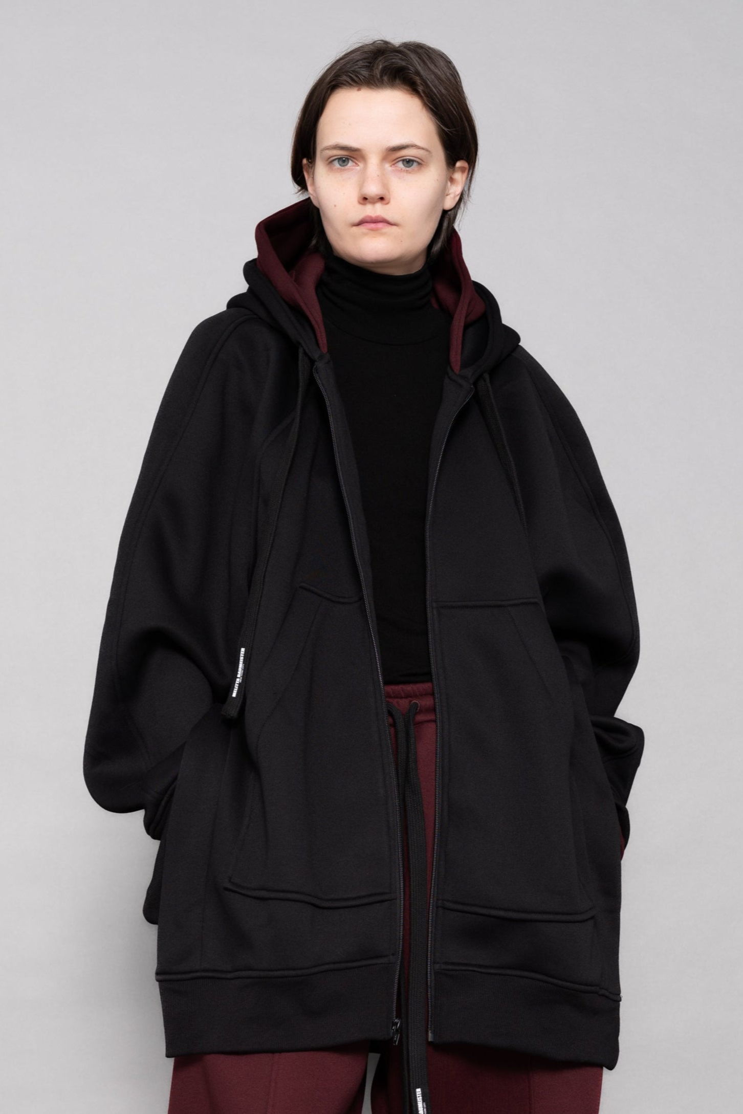 BLACK DOUBLE HOOD HOODIE