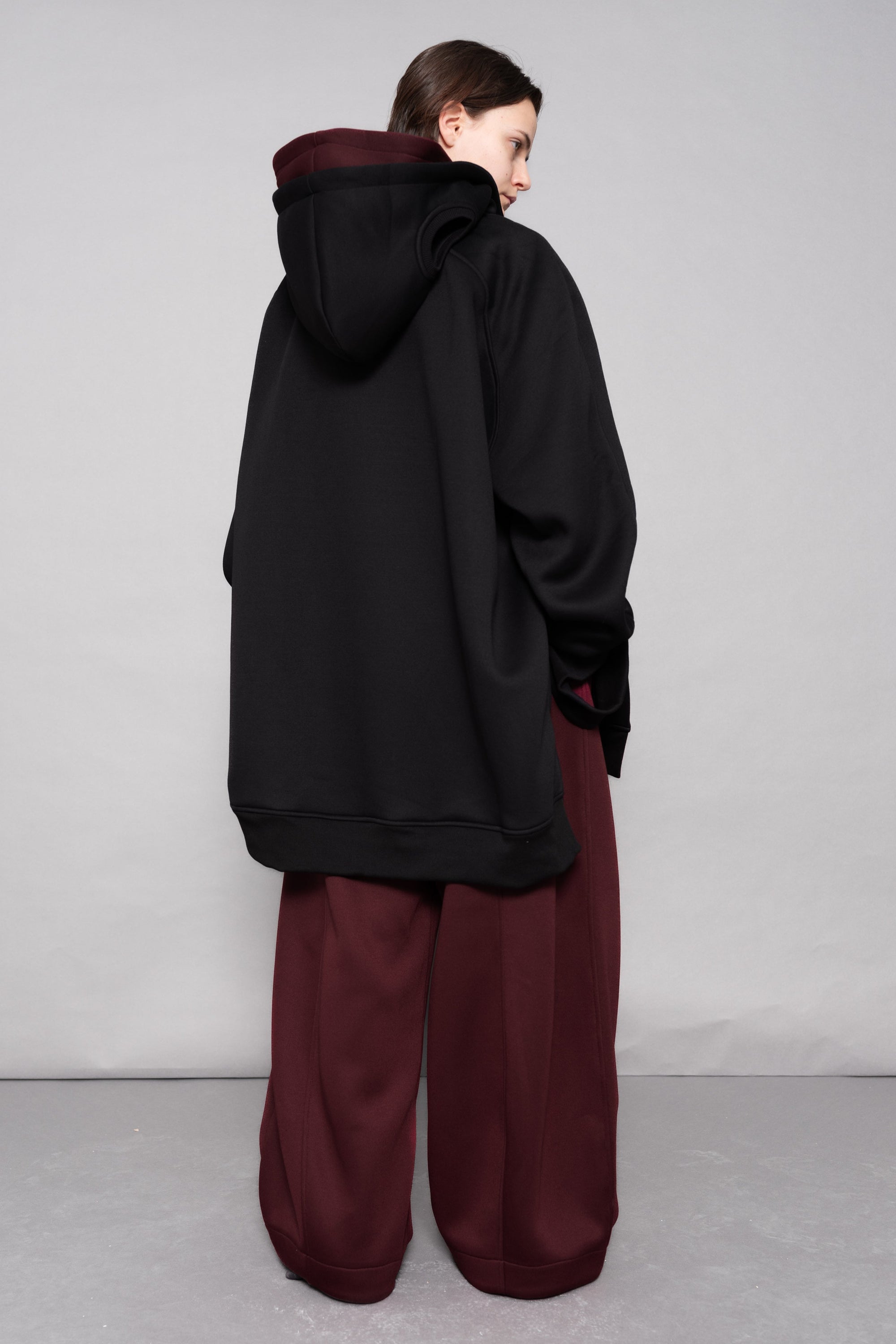 BLACK DOUBLE HOOD HOODIE