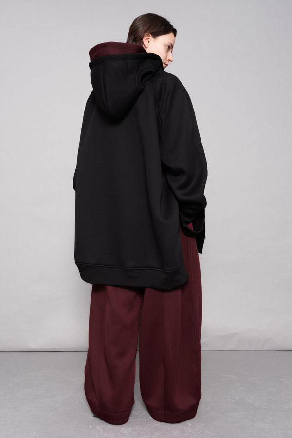 BLACK DOUBLE HOOD HOODIE