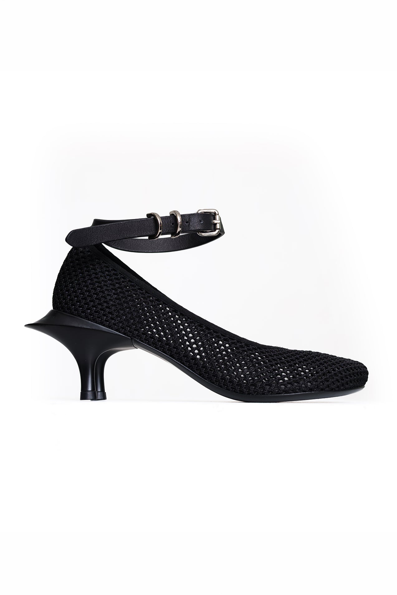 BLACK MESH DOUBLE HEEL
