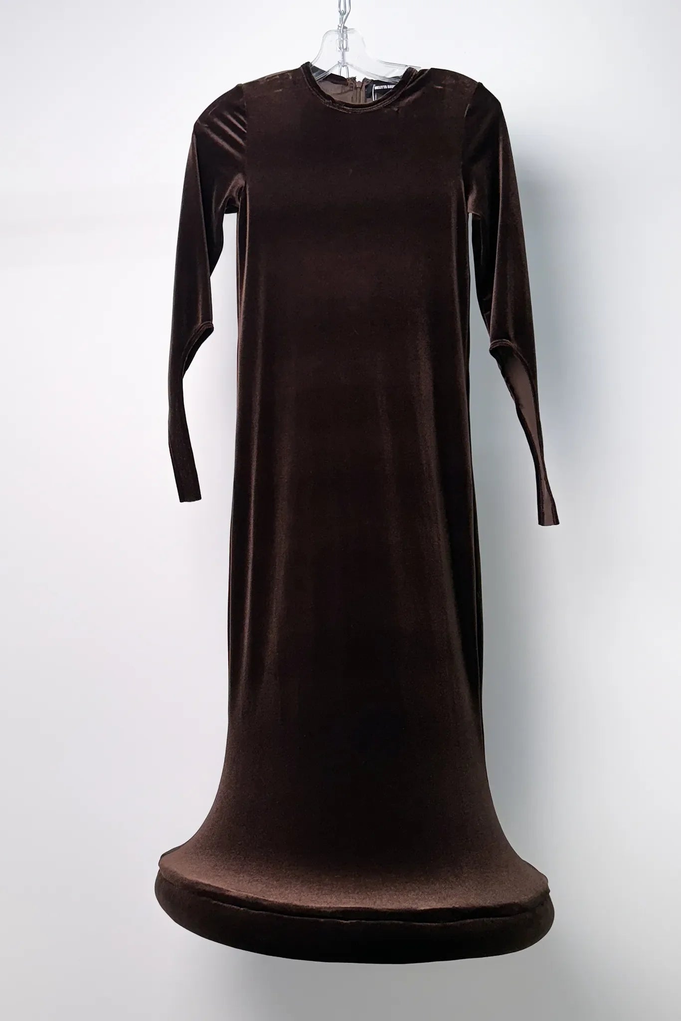 073 velvet long sleeves circle dress with RING DETAIL