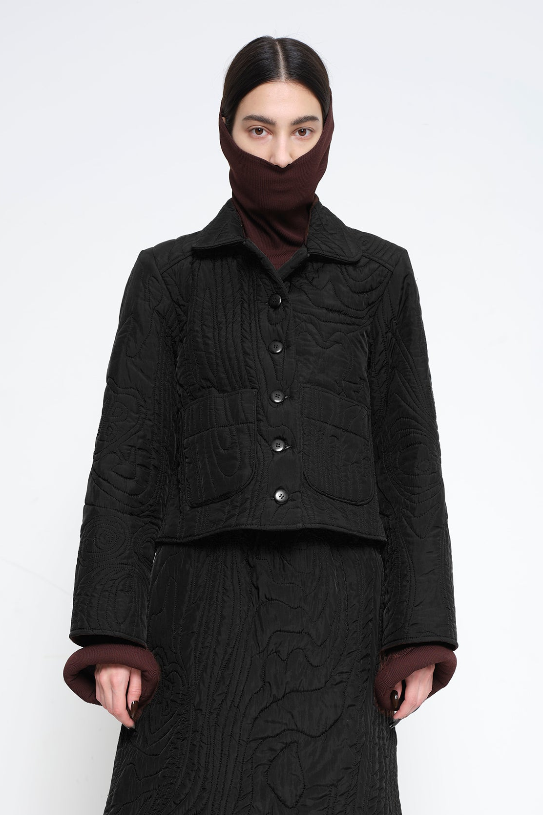 Black Quilted Shaped Jacket