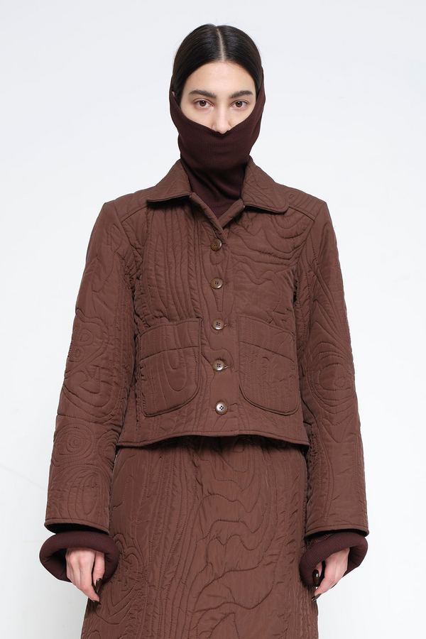 Brown Quilted Shaped Jacket