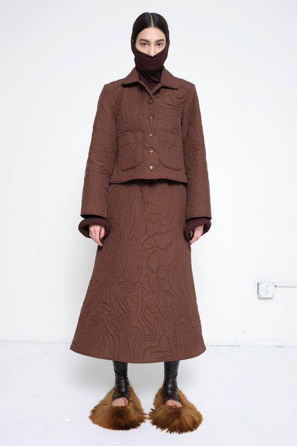 Brown Quilted Shaped Jacket