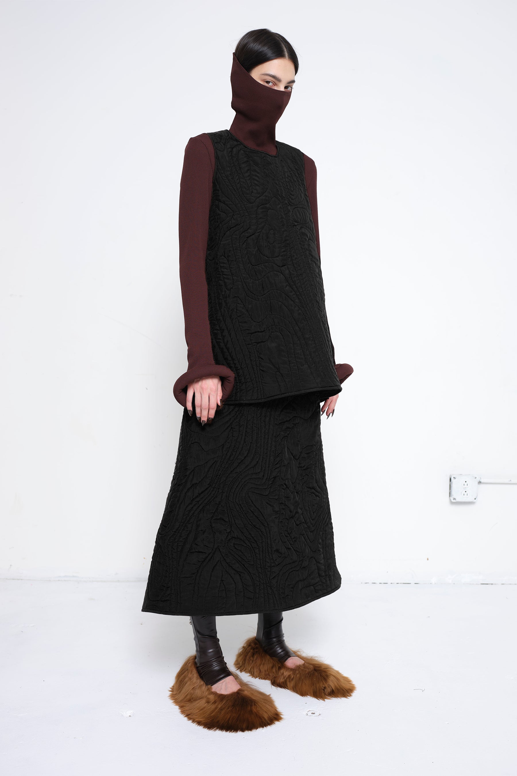 Black Quilted Pull-on Vest