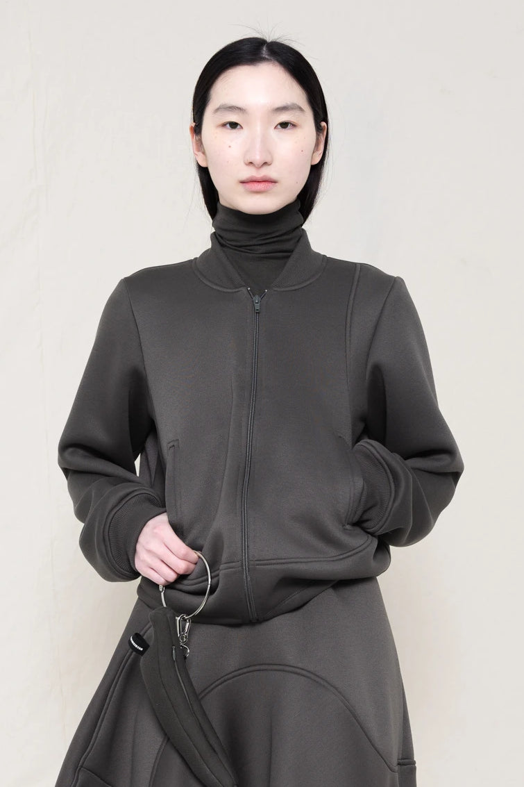 STONE GREY WAVY ZIP UP