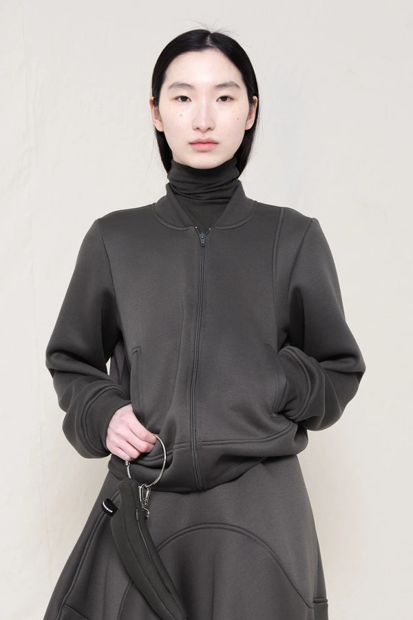 STONE GREY WAVY ZIP UP