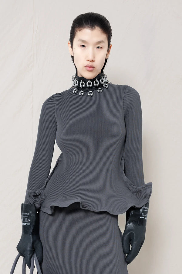 COLD GREY ZIGZAG RIPPLE TOP