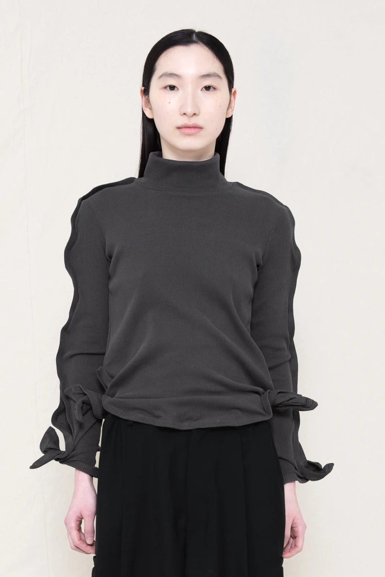 DARK GREY ZIGZAG JERSEY TOP