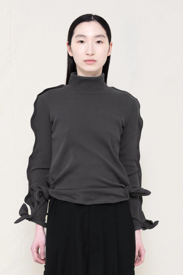 DARK GREY ZIGZAG JERSEY TOP