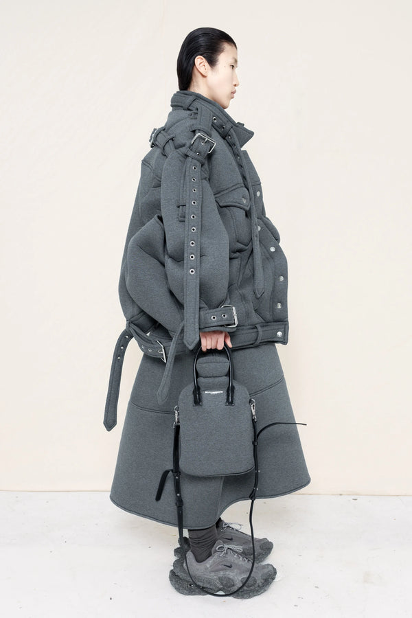 MELANGE BELTED ZIGZAG JACKET