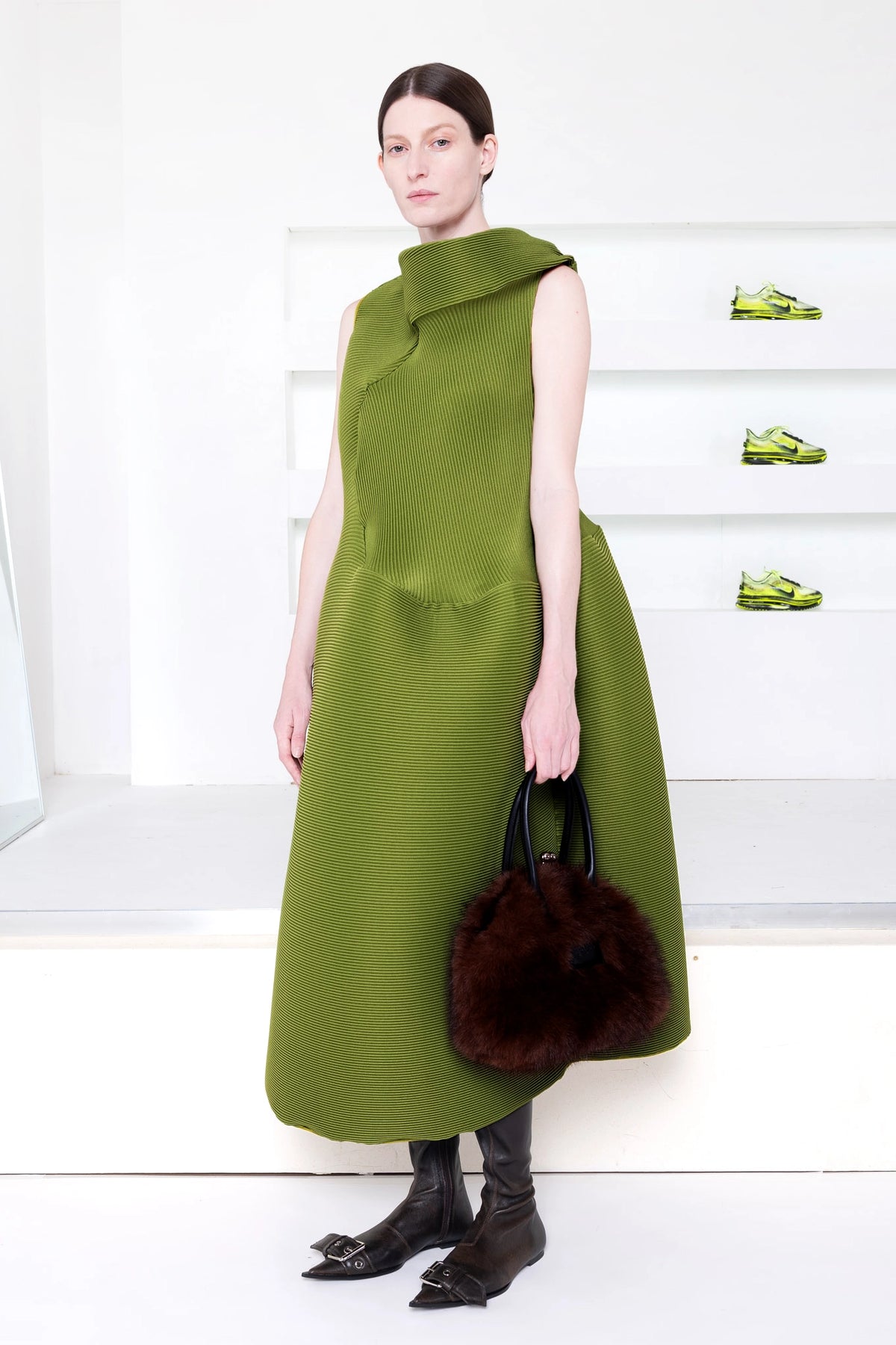 GREEN ENOUGH SWIRLY RIPPLE DRESS