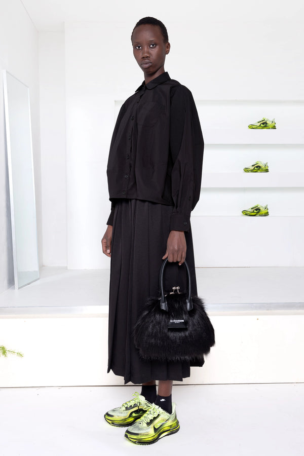 BLACK LONG SLEEVE COCOON SHIRT