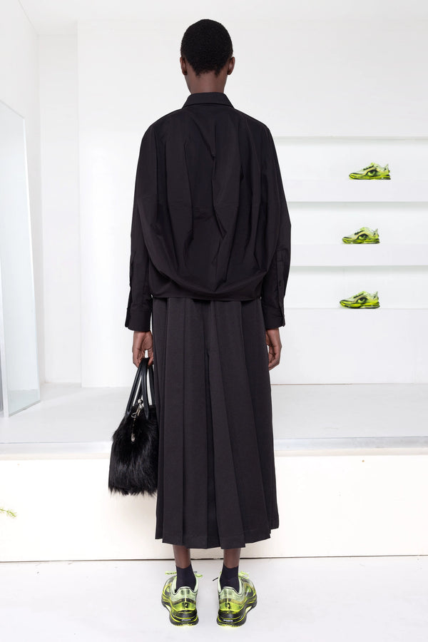 BLACK LONG SLEEVE COCOON SHIRT