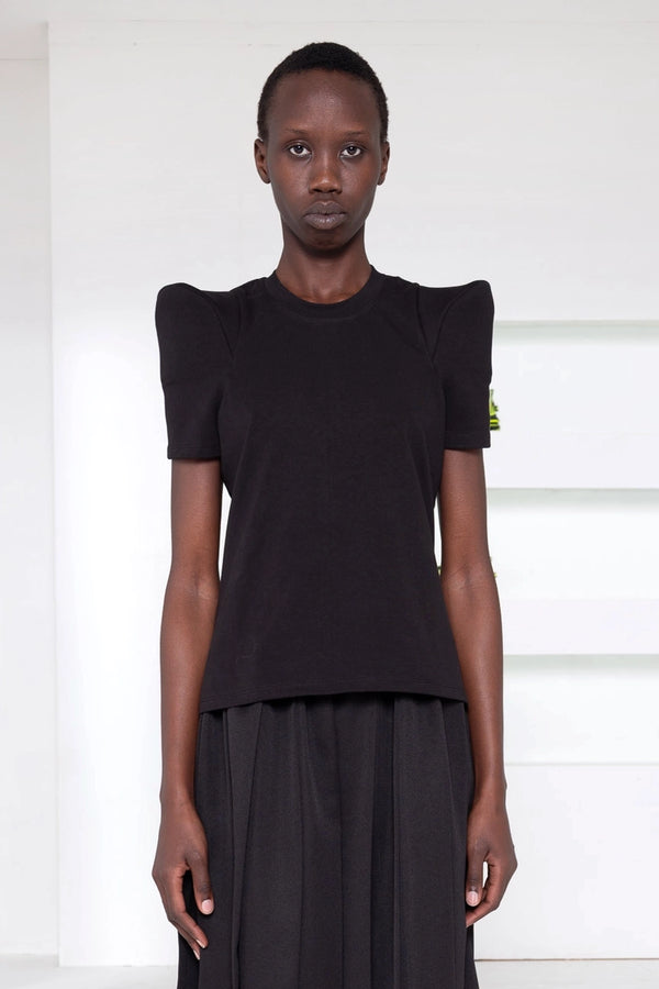 BLACK FOAMY SHOULDER TEE