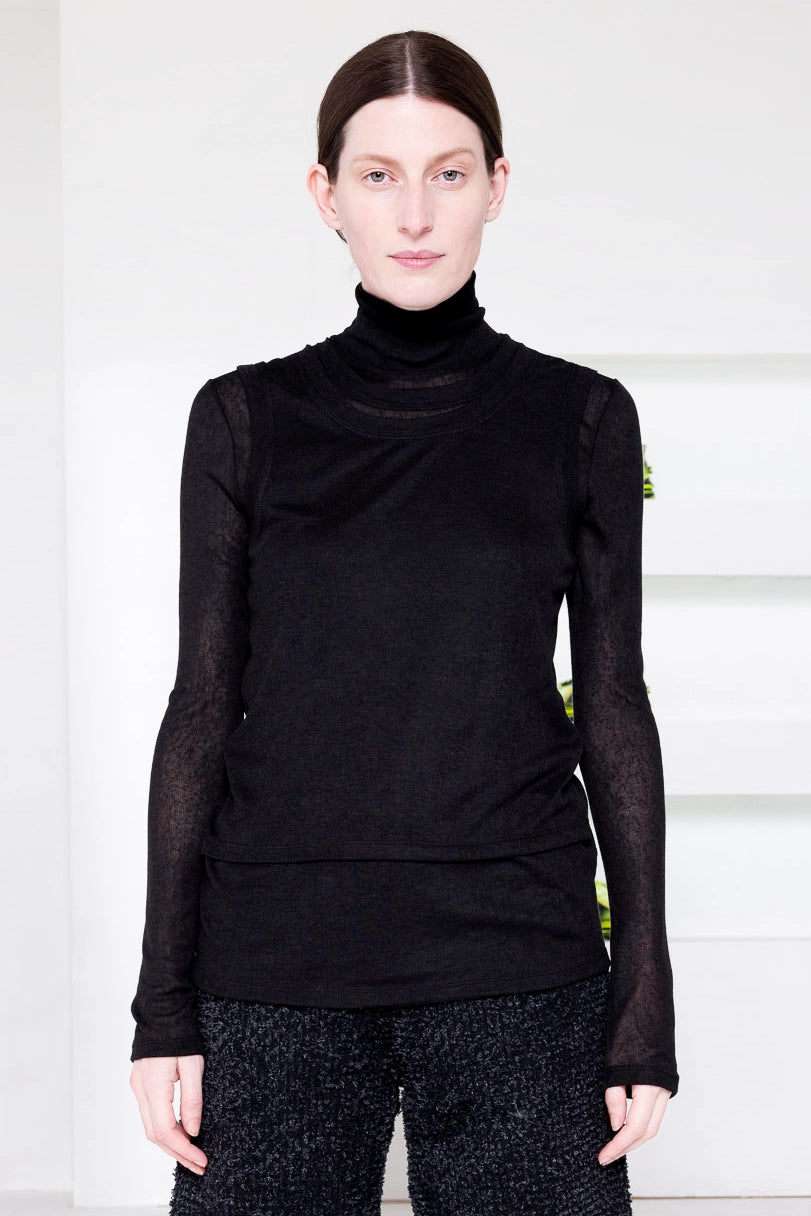 BLACK DOUBLE LAYER TURTLENECK