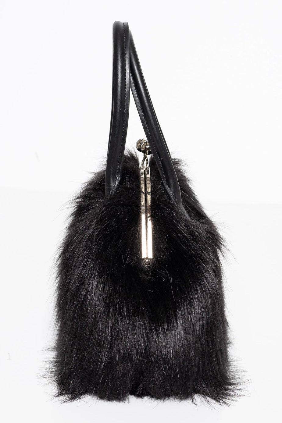 BLACK FLUFFY CLASP BAG
