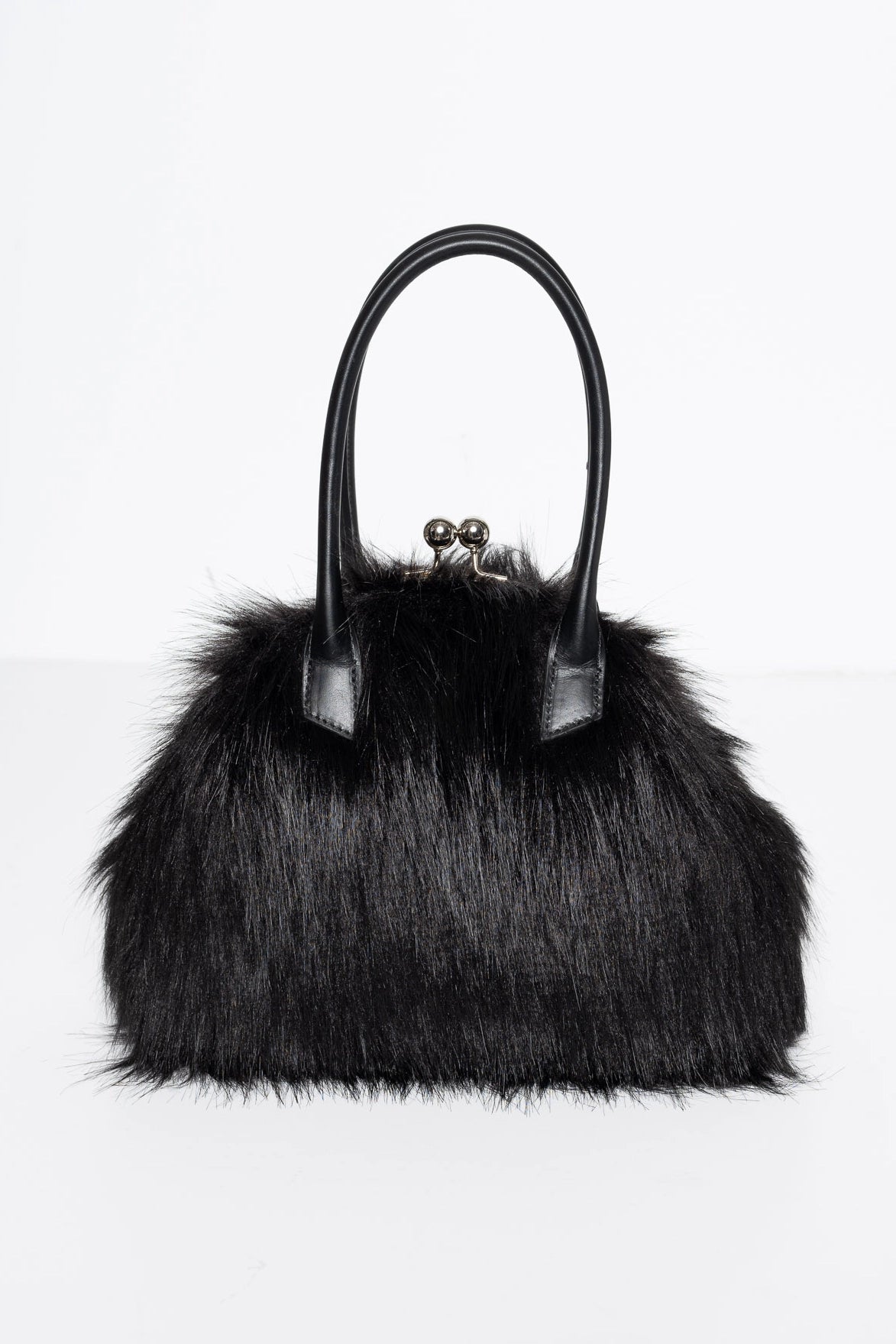 BLACK FLUFFY CLASP BAG