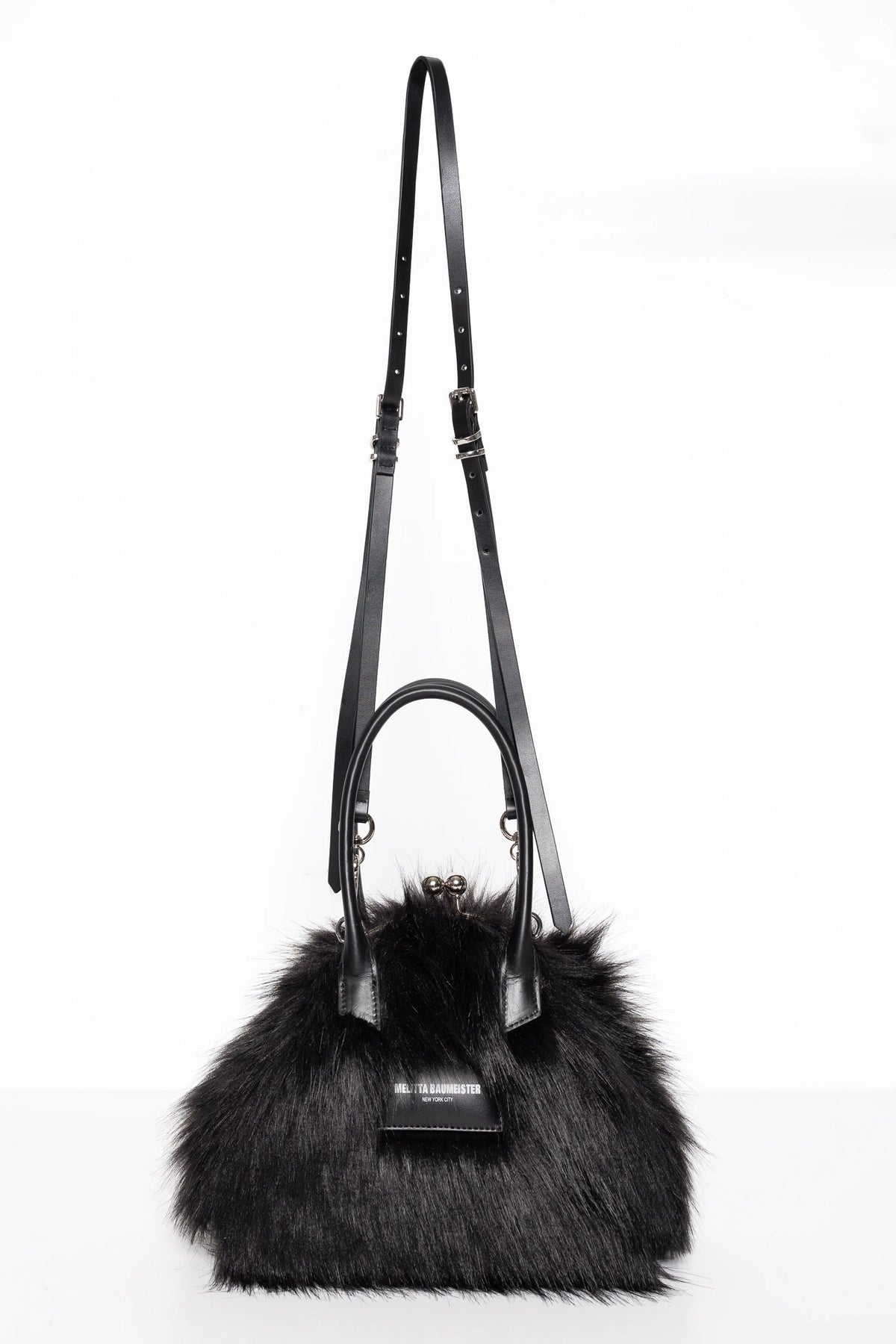 BLACK FLUFFY CLASP BAG