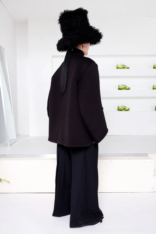 BLACK FOAMY KNIT JACKET