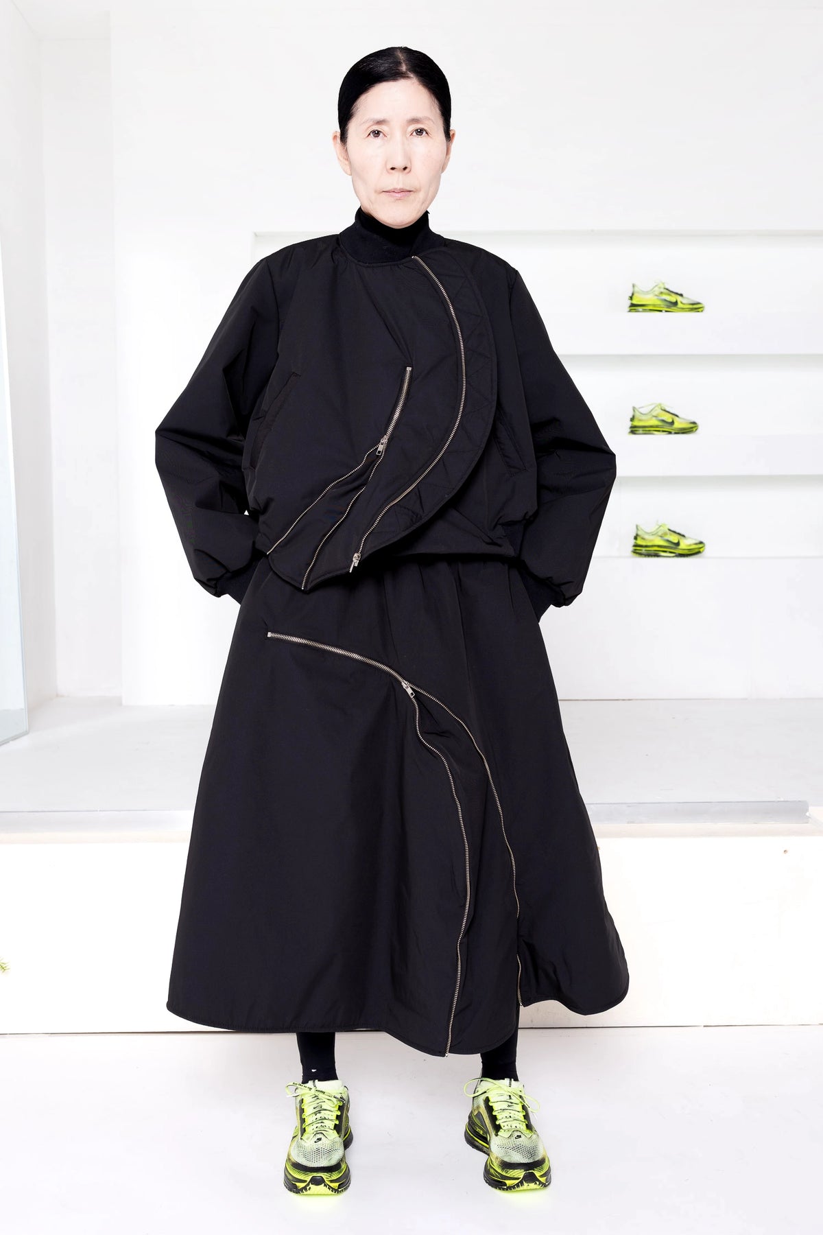 BLACK A-LINE BOMBER SKIRT