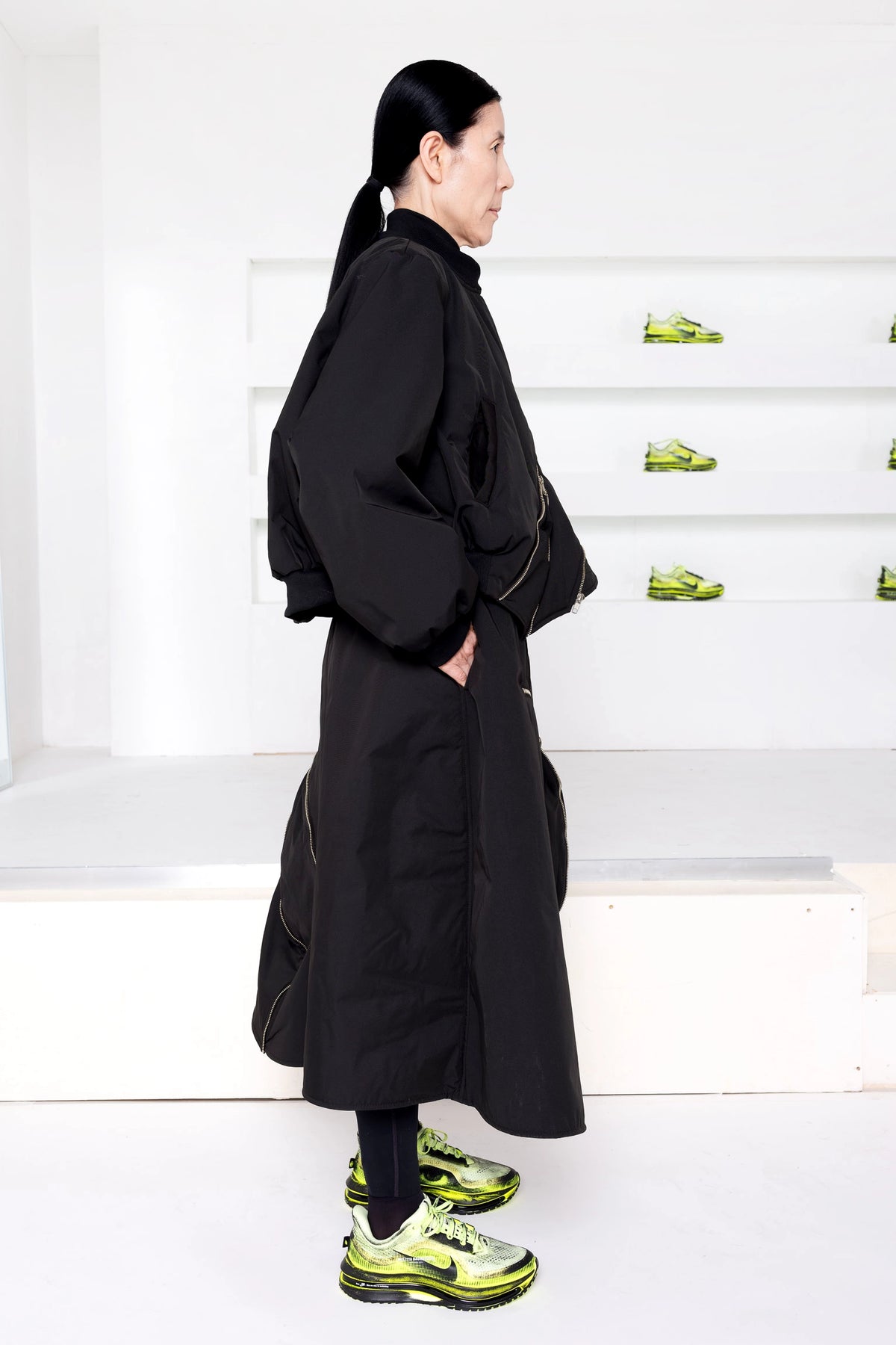 BLACK A-LINE BOMBER SKIRT