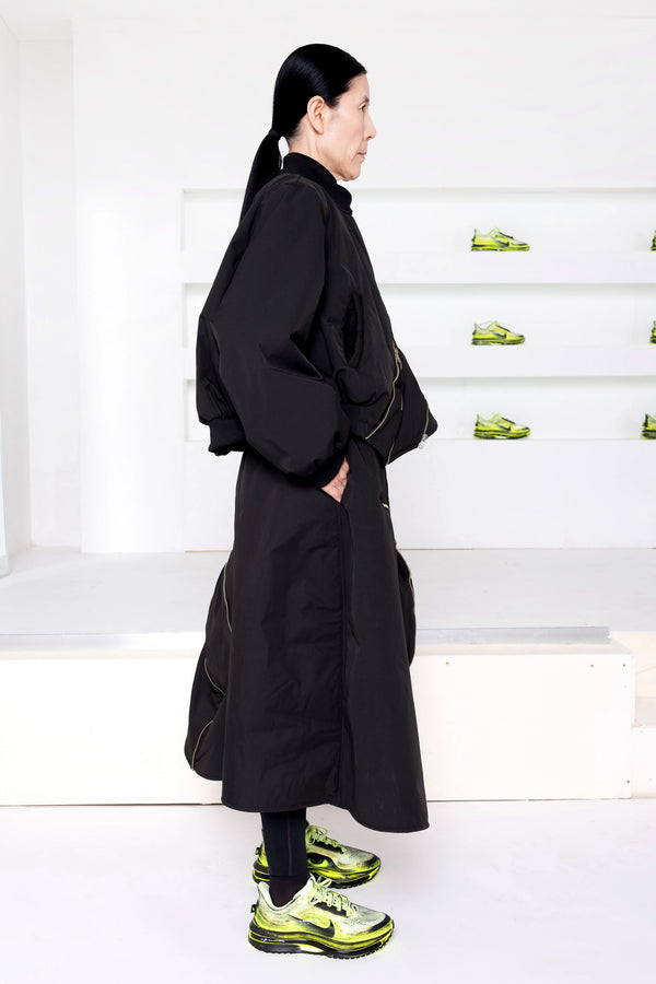 BLACK A-LINE BOMBER SKIRT