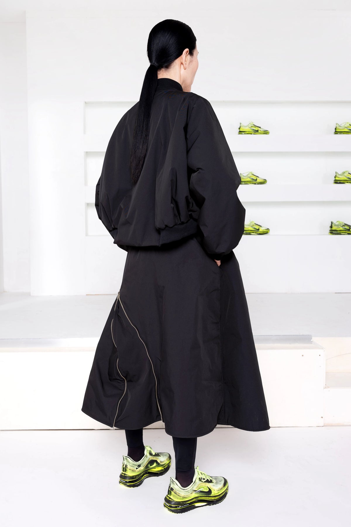 BLACK A-LINE BOMBER SKIRT