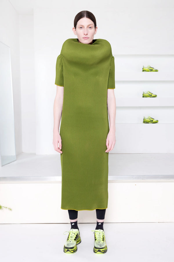 GREEN ENOUGH SCULPTURE COLUMN DRESS
