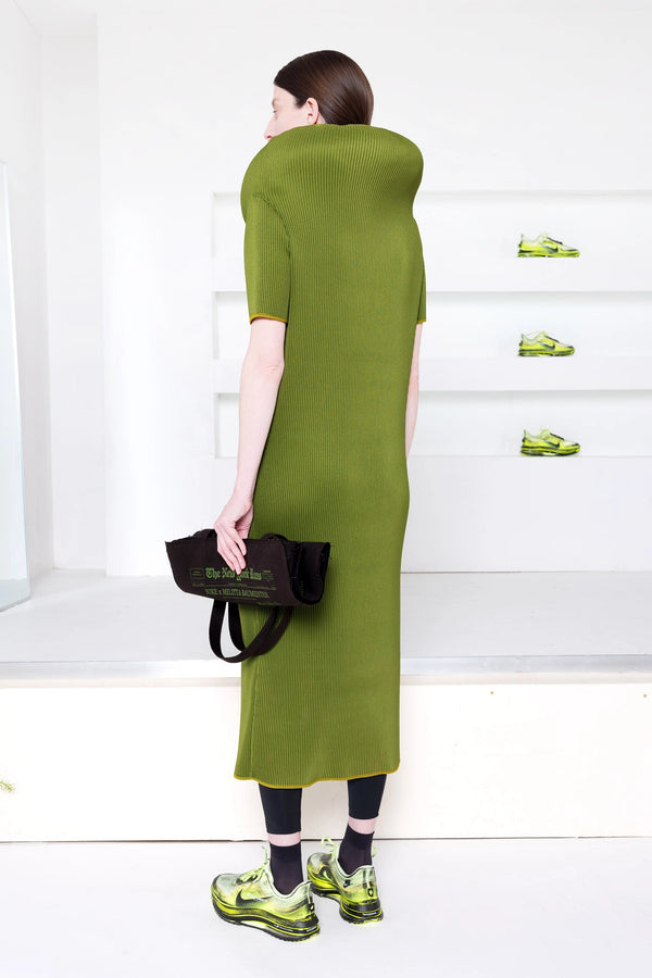 GREEN ENOUGH SCULPTURE COLUMN DRESS