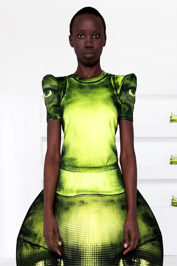 PAINTED EYE PRINT / VOLT FOAMY SHOULDER TEE