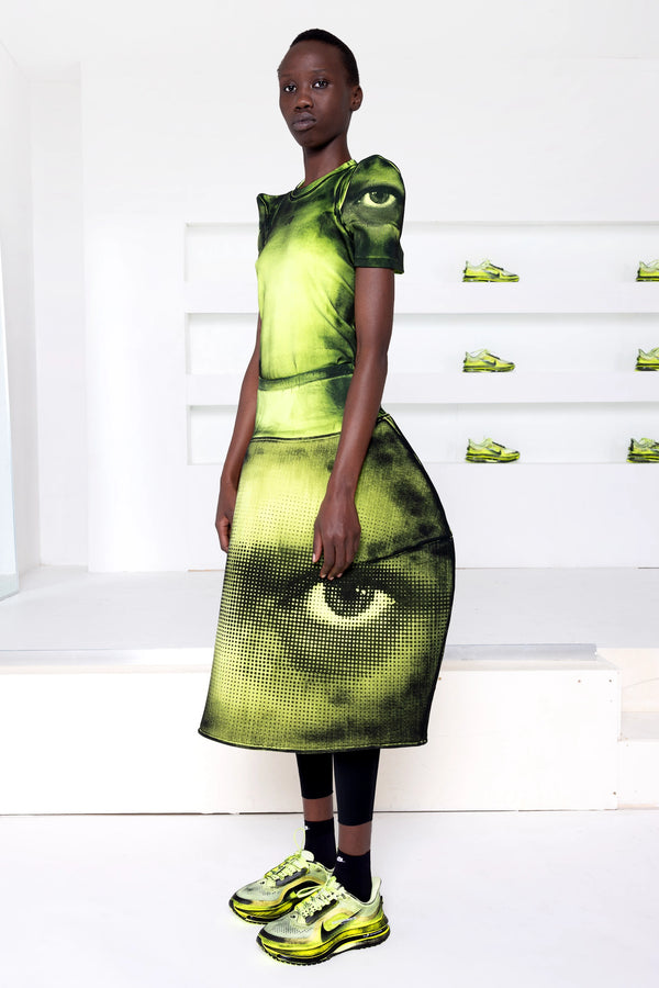 PAINTED EYE PRINT / VOLT FOAMY BALL SKIRT