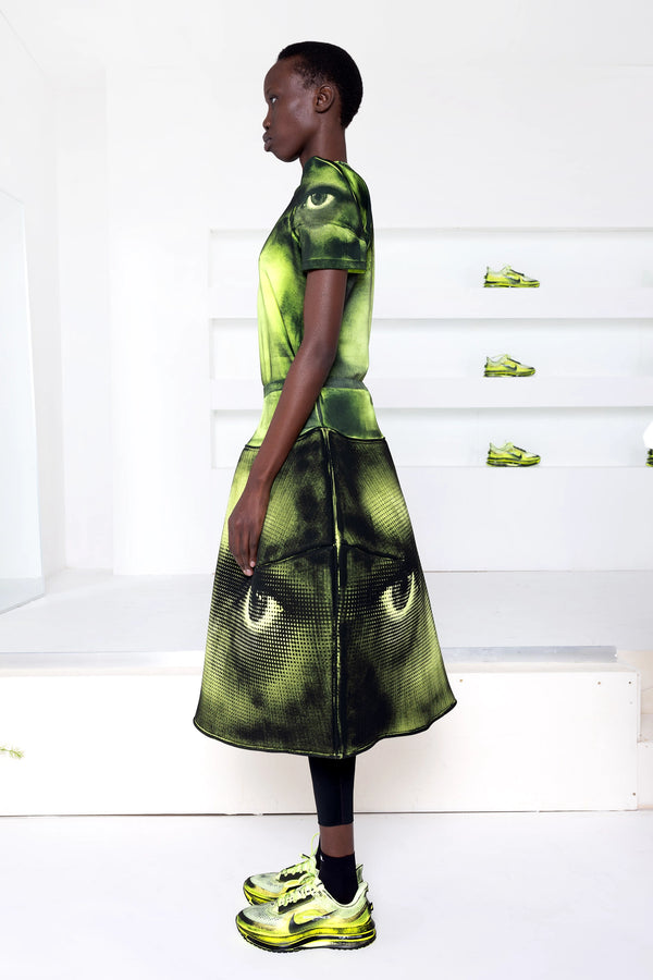 PAINTED EYE PRINT / VOLT FOAMY BALL SKIRT