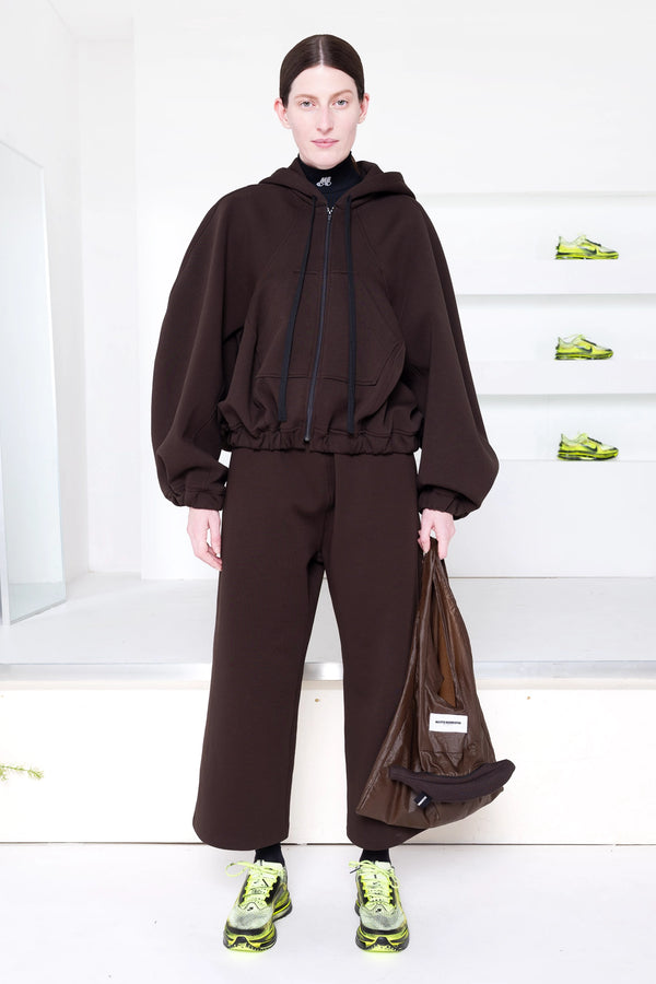 DARK BROWN BALL ZIP UP HOODIE