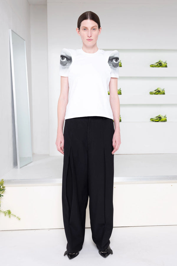 EYE PRINT / WHITE FOAMY SHOULDER TEE