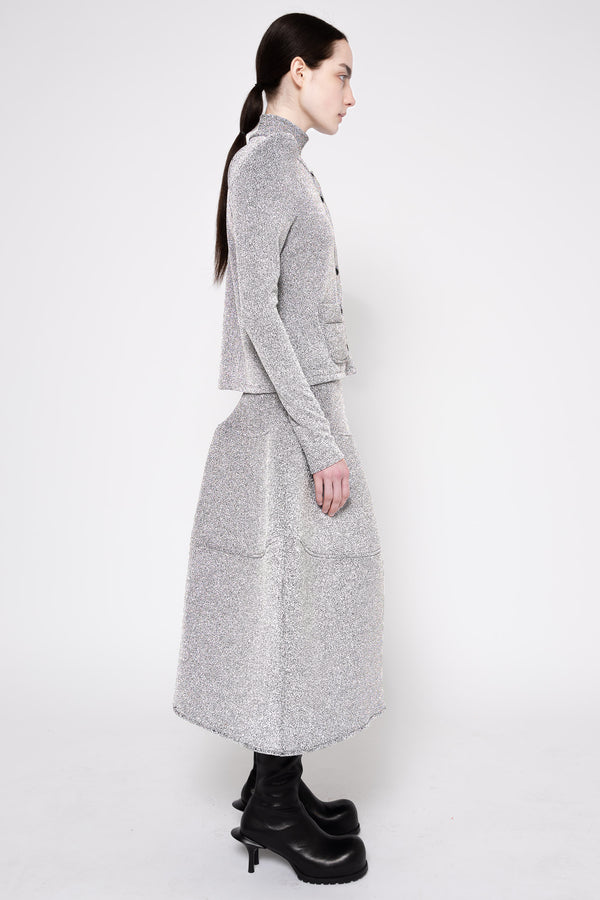 SILVER GLITTER FOAMY SHOULDER CARDIGAN