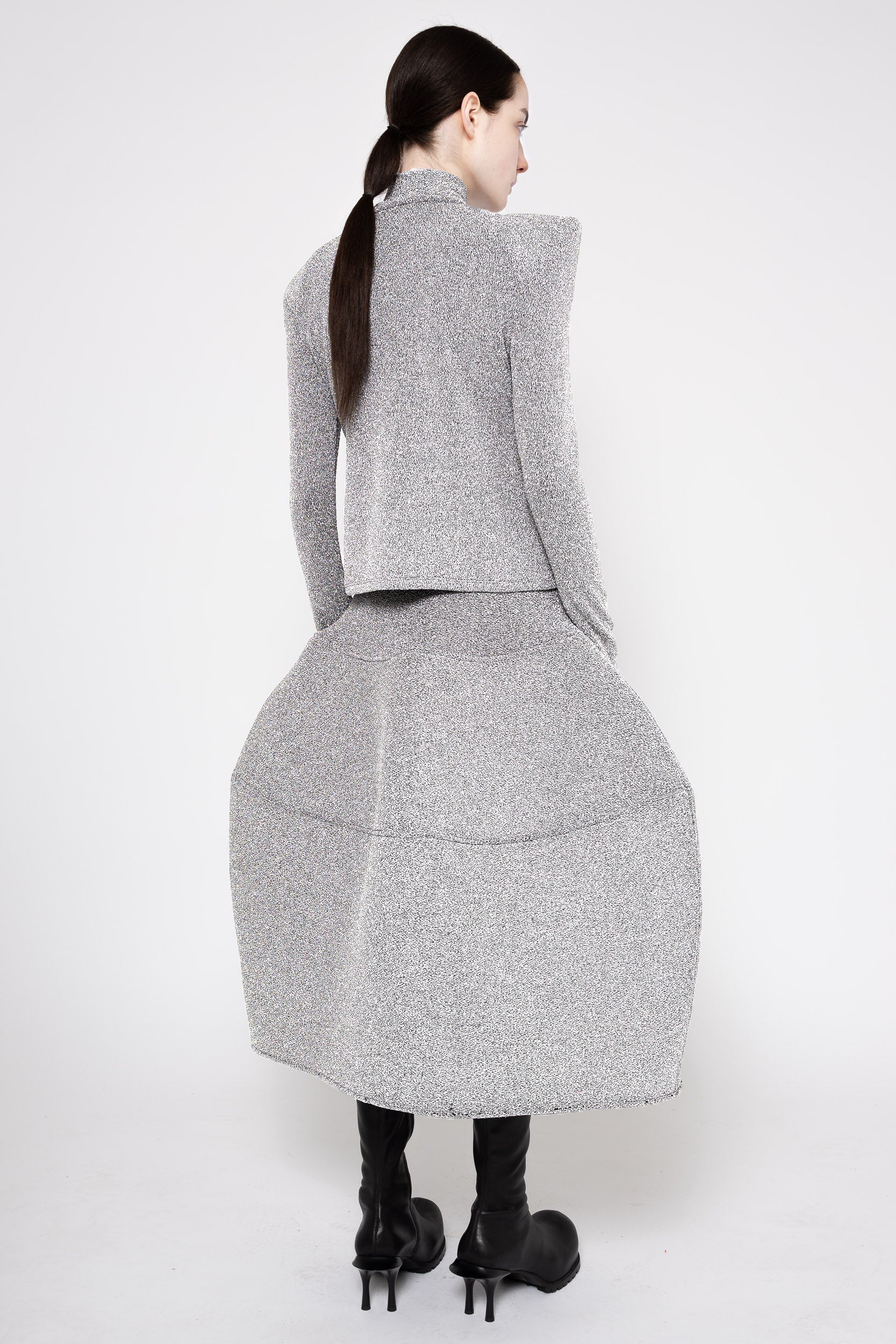 SILVER GLITTER FOAMY SHOULDER CARDIGAN