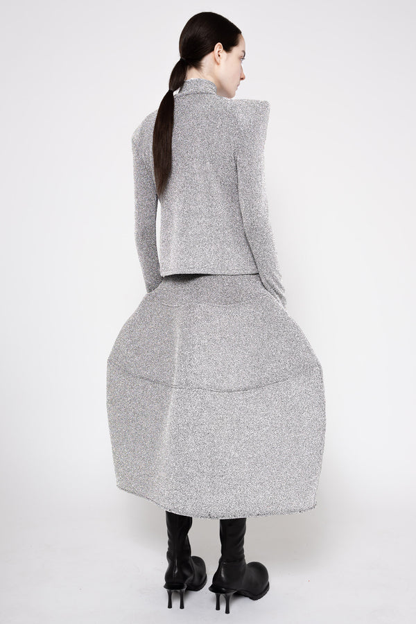 SILVER GLITTER FOAMY SHOULDER CARDIGAN