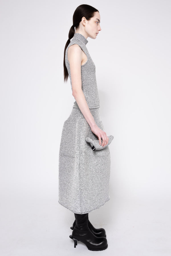 SILVER GLITTER SLEEVELESS MOCK NECK