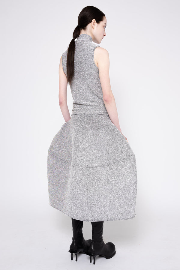 SILVER GLITTER SLEEVELESS MOCK NECK