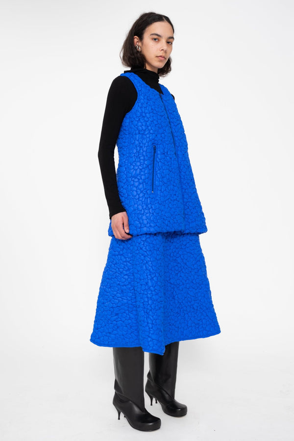 ELECTRIC BLUE QUILTED A-LINE SKIRT